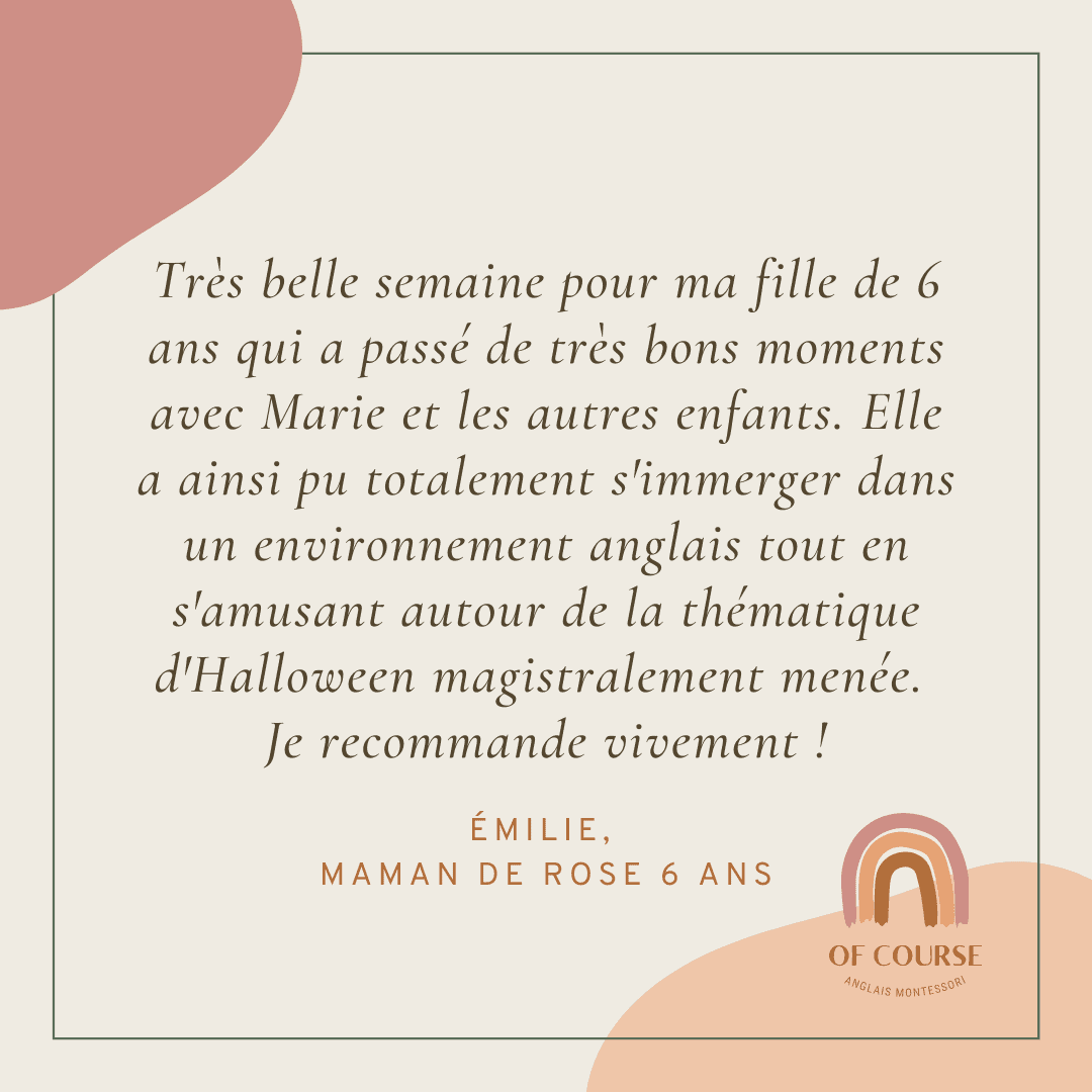 Of Course Montessori Avis stage d'anglais vacances scolaires